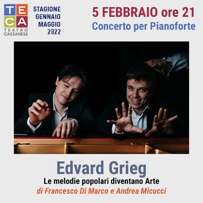 La locandina: Recital di presentazione del disco di Grieg, stagione del Teatro Cassanese