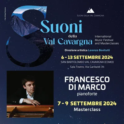 La locandina: Suoni della Val Cavargna, International Music Festival and Masterclass