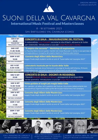 La locandina: Masterclass al festival «Suoni della Val Cavargna»