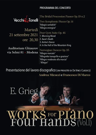La locandina: Recital con presentazione del disco di Grieg
